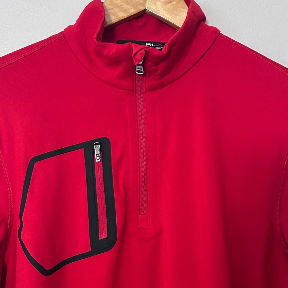 RLX Ralph Lauren Pullover Mens Large Red 1/4 Zip Performance Golf Stretch